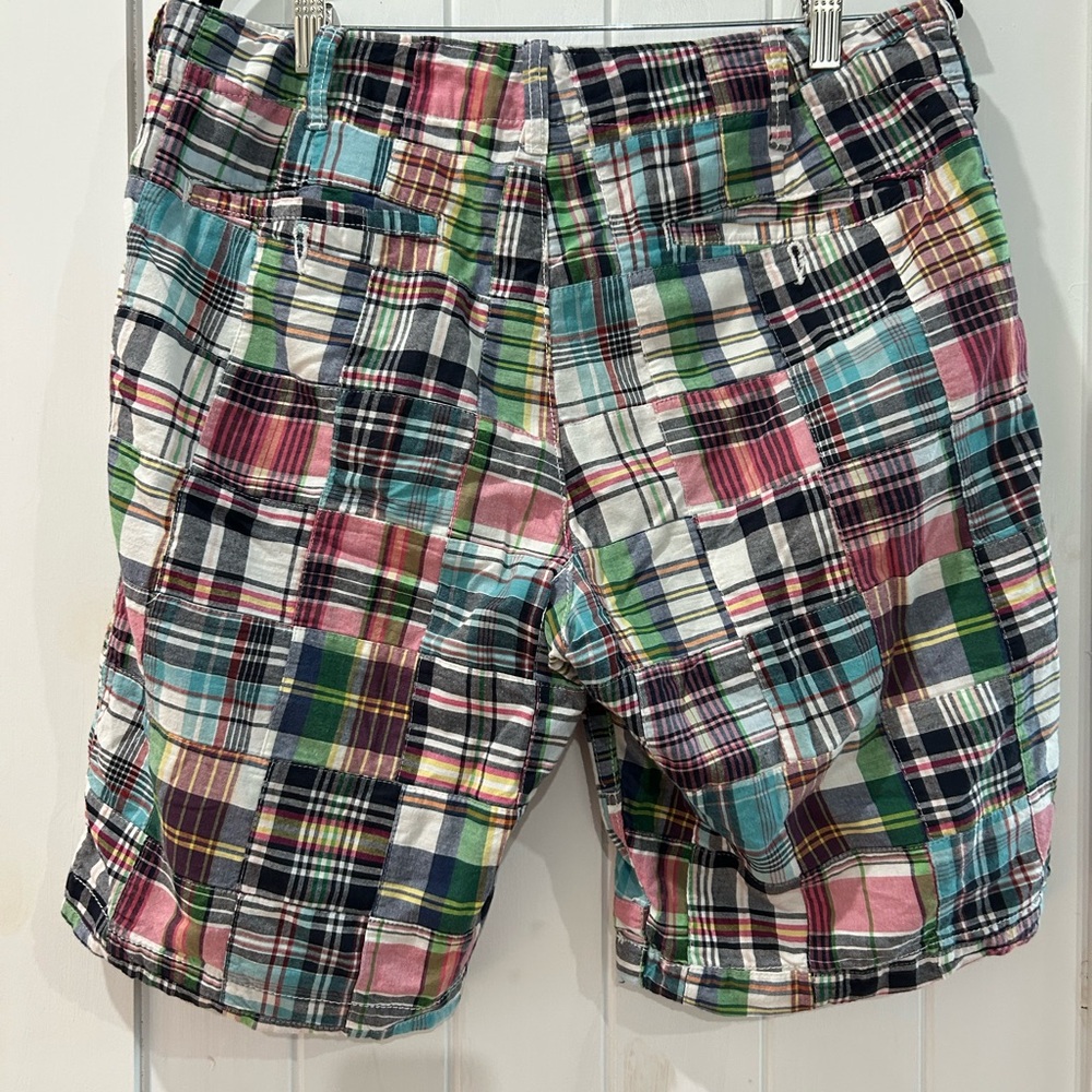 GAP Multicolor Patchwork Plaid Flat Front Shorts - Picture 3 of 3